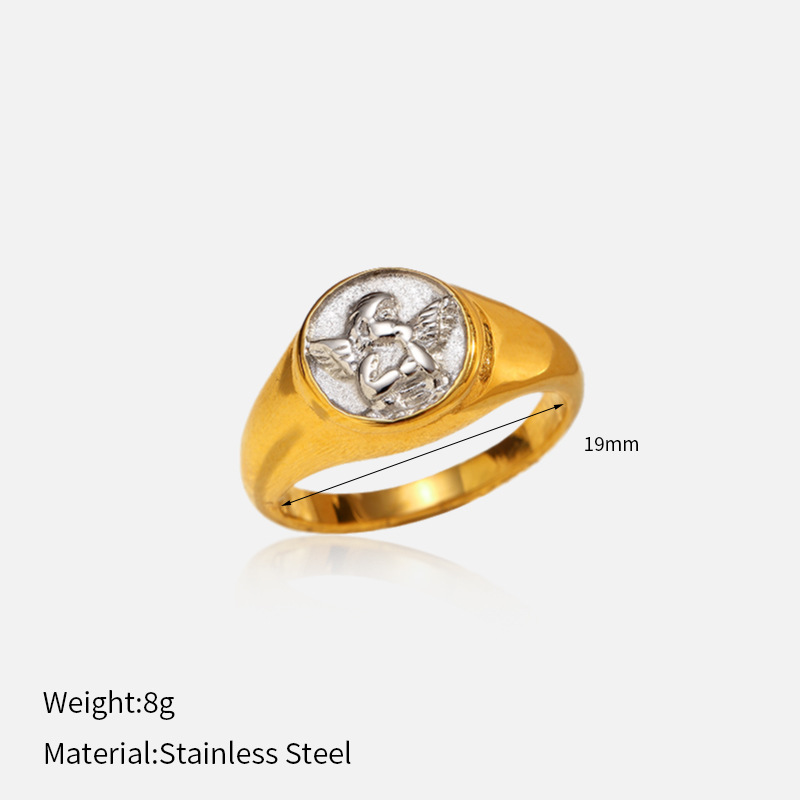 Anillo cerrado de acero titanio transfronterizo europeo y americano de Chenhé Jewelry, chapado en PVD con oro real de 18k, anillo de acero inoxidable que conserva el color, en stock. image 11
