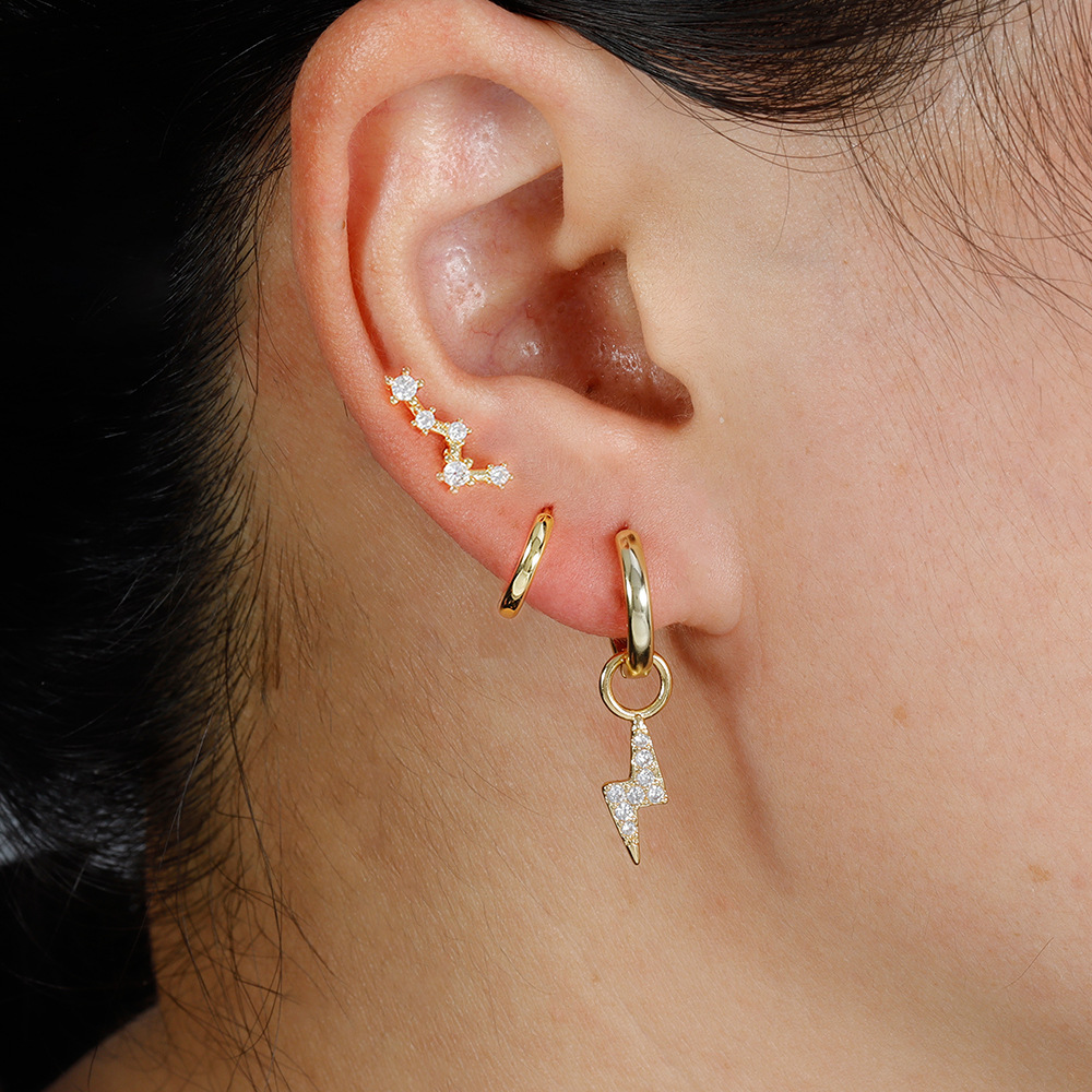 9g Weight Copper Ear Needle Material 18K Gold Plated Plating Material Zircon Inlay Material Charm Sleeper Hoop Earrings, Drop Earrings Classification 1 Pair Quantity Daily Occasion Copper Material Cross, Water Droplets, Lightning Pattern All Seasons Season Women's Gender Vintage Style Style 1 Pair Vintage Style Cross Water Droplets Lightning Copper Zircon 18K Gold Plated Drop Earrings 4