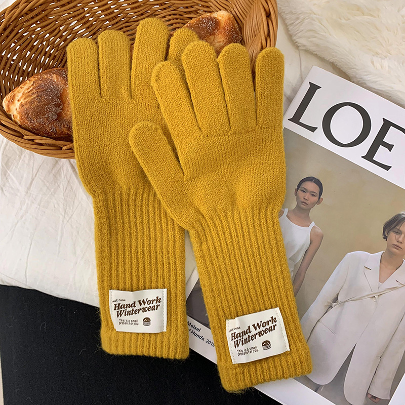 Guantes de ciclismo 2025, otoño y invierno nuevos guantes de punto de lana gruesa alargada guantes de dedo caliente al por mayor