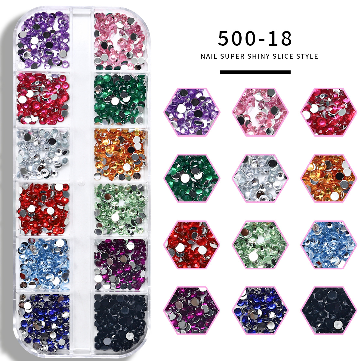 Joyas de manicure mezcladas explosivas de manicure 12 barras de caja de diamante plano accesorios de manicure materiales de manicure