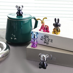 J Colorful Dolls: Violent Bear Figurine, Space Rabbit Car Ornament, Entranceway Cup Lid Decor, Creative Home Accessories