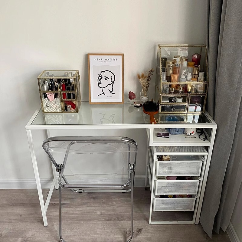 Glass Dressing Table Desk Computer Desk Makeup Table Bedroom Girls Ins Popular Nail Art Table Girl Source Manufacturer