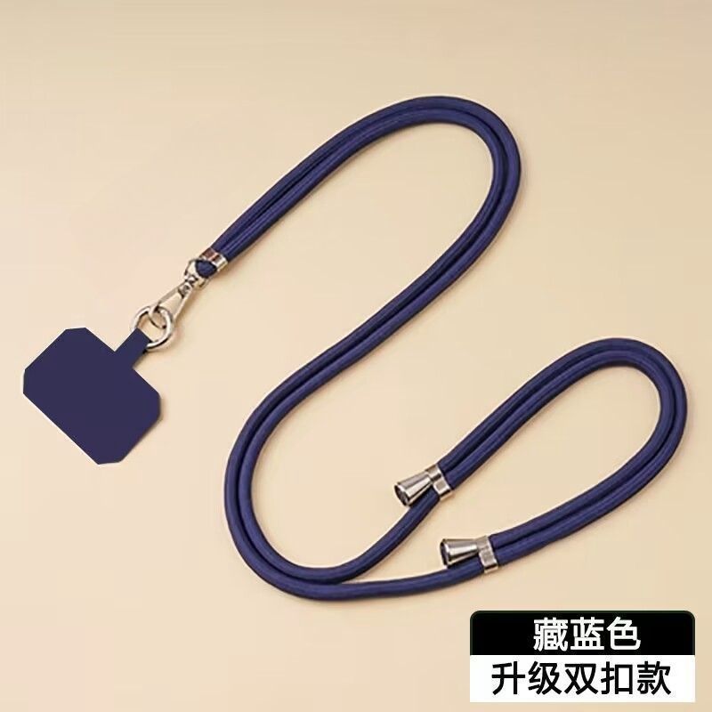 携帯電話のストラップは首のストラップを掛けます。|undefined