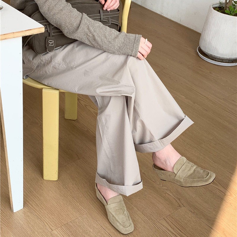 Suede women's slippers English style wedge heel