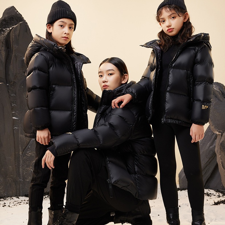 Chaqueta auténtica de plumón para niños, niños, niñas, chaqueta de terciopelo blanco para bebés, chaqueta corta de oro negro grueso