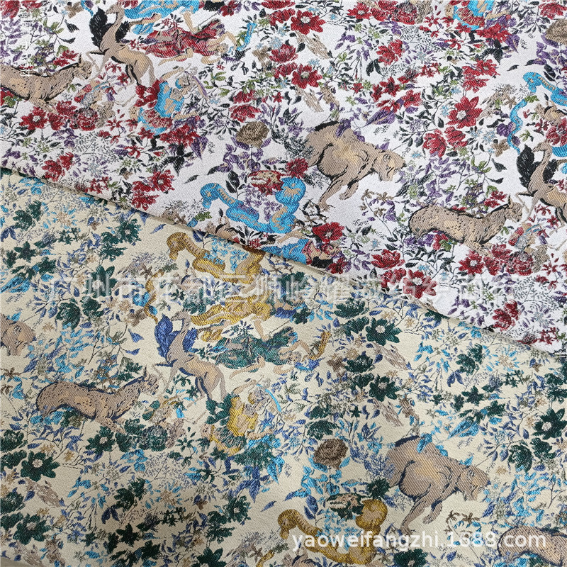 D家高经密丛林动物 蛇 色织提花布托特包钱包 服装 鞋材 帽子面料