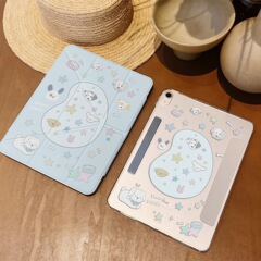 可爱い子犬Y折皮クリアシェル対応ipad air4/5磁気吸殻アップルフラットシェル2024Pro10th