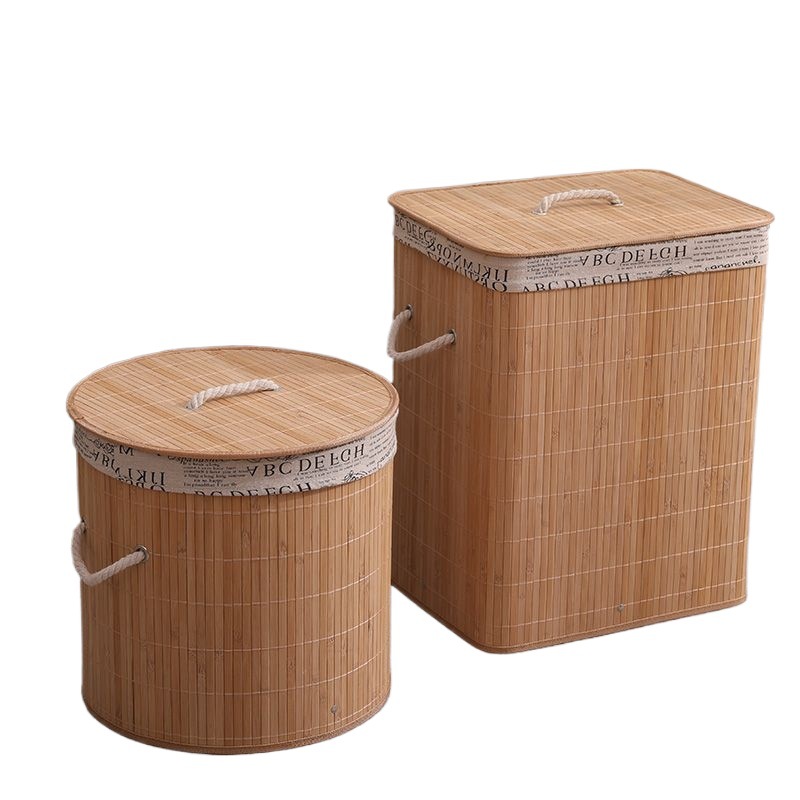 Cesta de almacenamiento de ropa de tienda de hotpot, posta gratuita, bambú tejido gran, cesto de almacenamiento de ropa sucia, barril de tela plegable, juguetes de acabado.
