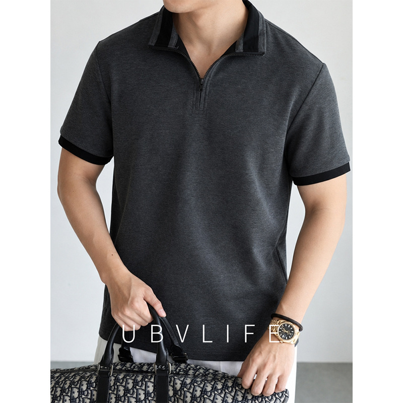 Modal Cotton Blend Color-Blocked Polo Shirt for Men, New Summer Style, Moisture-Wicking, Cool and Breathable Casual Short-Sleeved T-Shirt for Men