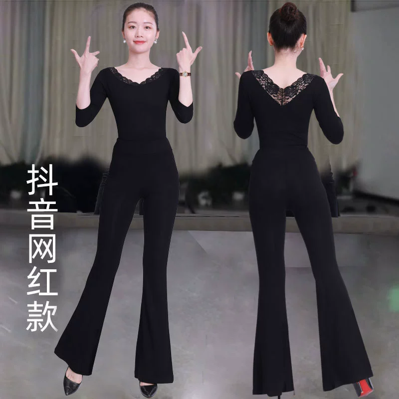 Square Dance Интернет-знаменитости Одежда для тренировки тела Женская тренировочная одежда Современная танцевальная одежда со скрытой пряжкой