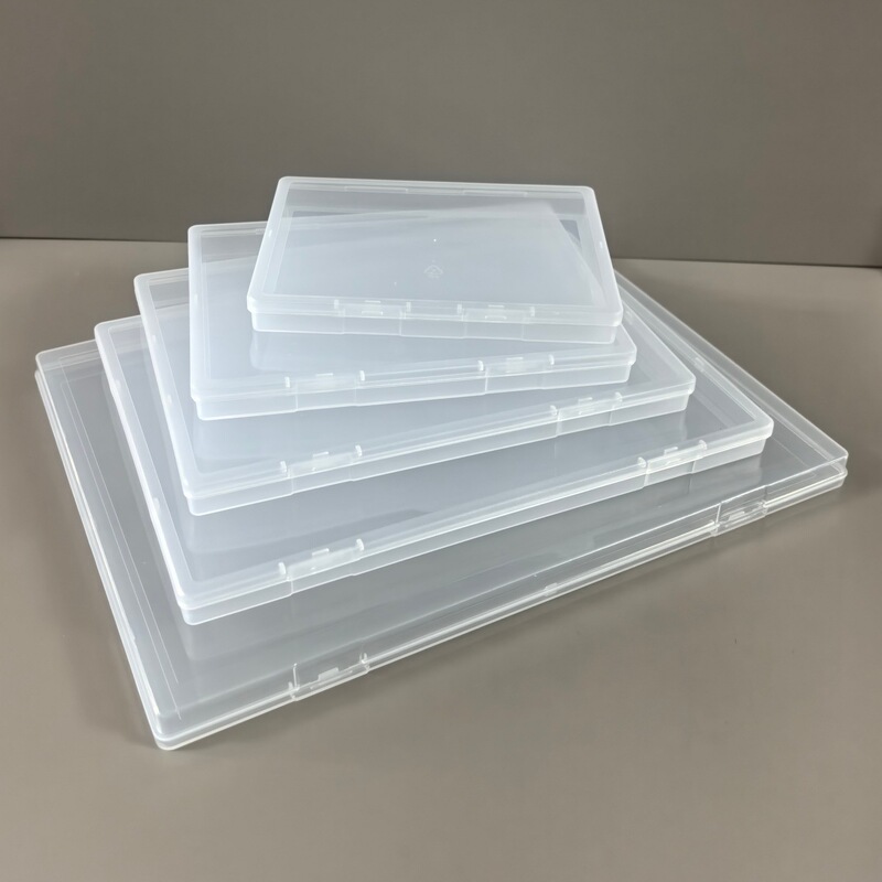 Rectangular transparent plastic box jewelry parts storage box flat stationery box empty box height 1.7cm