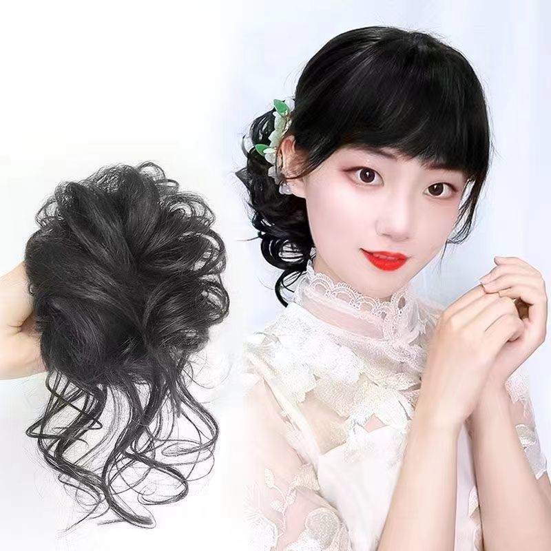 Estilo coreano elegante natural mullido perezoso temperamento peluca larga barba updo peluca bolsa Cheongsam fotografía updo accesorios para el cabello