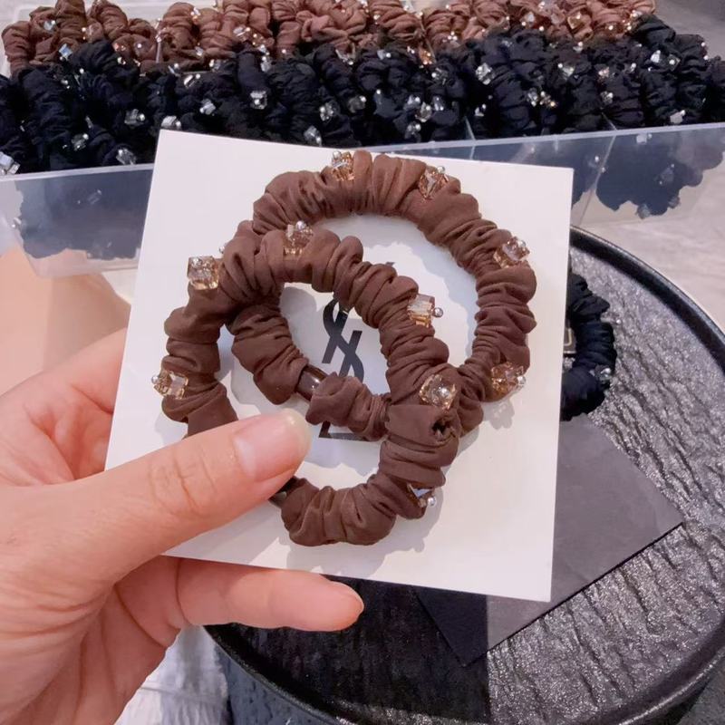 韩版冰丝面膜重工水晶质感舒适发圈头绳百搭丸子头高马尾皮筋发饰|undefined