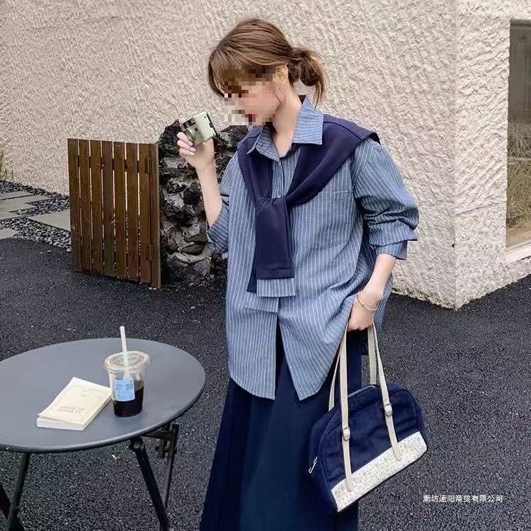早春秋季盐系减龄穿搭一整套女士开叉半身裙披肩衬衫休闲两件套装|undefined