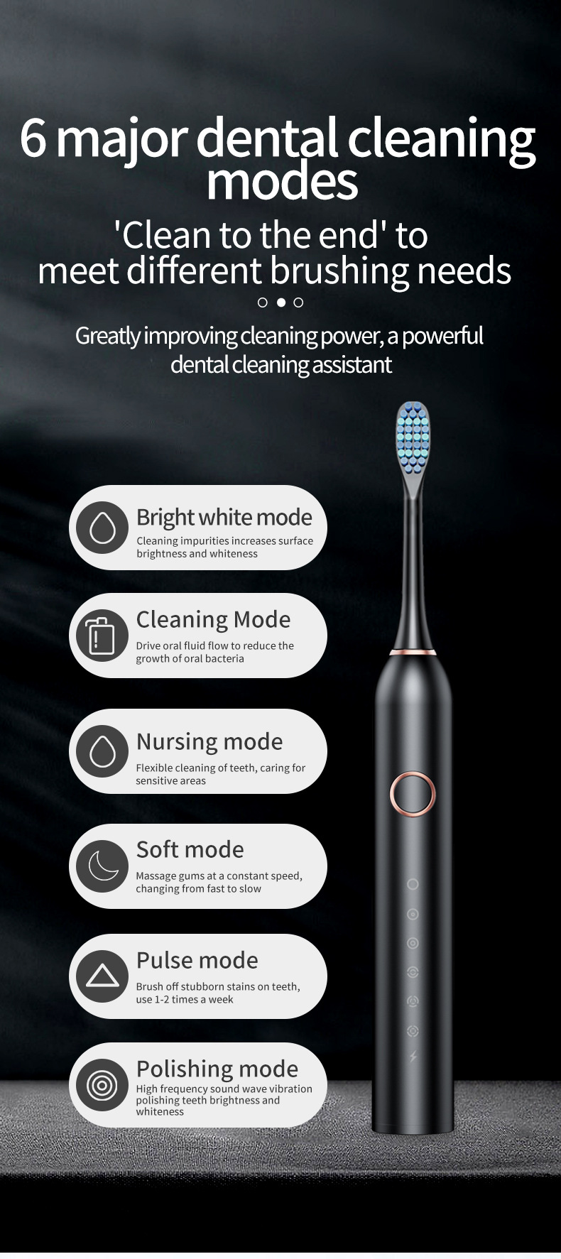 Professional Sonic Electric Toothbrush For Adults With 4 Heads_voghion.com