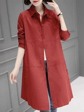 秋季新款百搭纯色风衣外套女士时尚休闲韩版宽松加大码中长款大衣