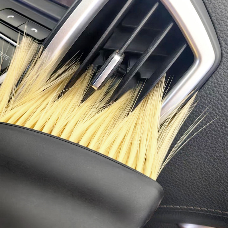 Cepillo de limpieza para ventilación de aire acondicionado de coche, cepillo para eliminar el polvo, cepillo para limpiar las grietas interiores, cepillo de cerdas suaves, cepillo de cerdas amarillas