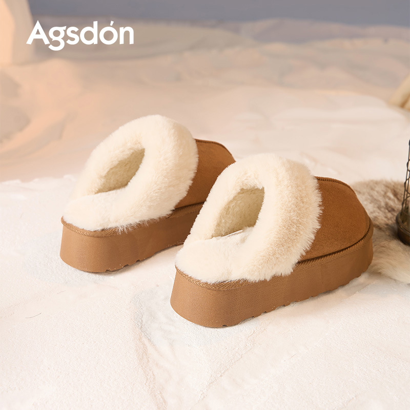 Antiguo Lion Dengjia zapatillas de terciopelo para mujeres 2025 nuevo invierno grueso Boken un pedazo de zapatilla de lana de nieve gruesa