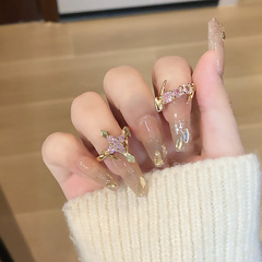 甜美復古氣質粉鑽十字架不規則幾何開口戒指小眾設計微鑲甜酷指環