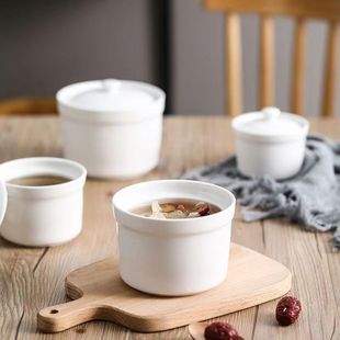 Ceramic Stew Pot, Hotel-Specific Water-Proof Stew Pot with Lid, Small Stew Pot, Soup Cup, Bird's Nest Cup, Dessert Cup, Steamed Egg Bowl, One Person Serving