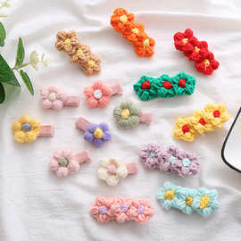 新款儿童发夹 甜美花朵女童宝宝发卡对夹 不伤发儿童发饰现货批发