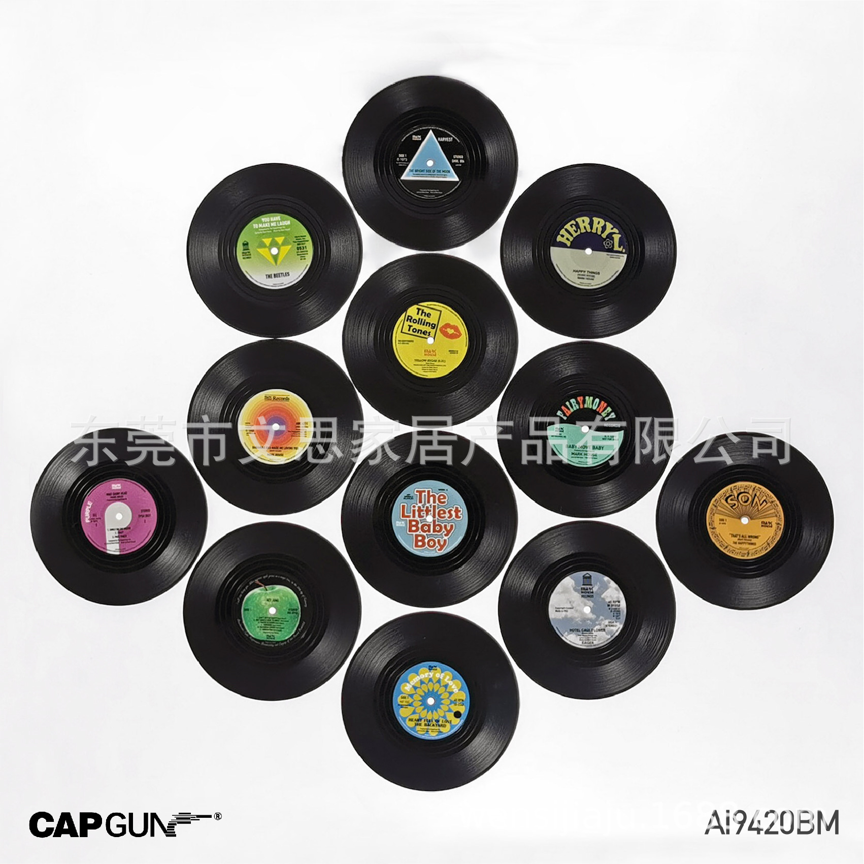 热销复古CD杯垫黑胶唱片啤酒吧垫塑料咖啡茶杯垫跨境产品厂家直销|ms