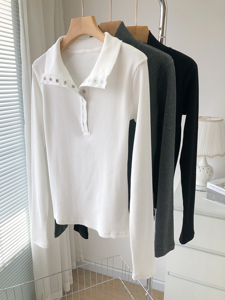 High Neck Stretch Long Sleeve Knit Bottom Image 5