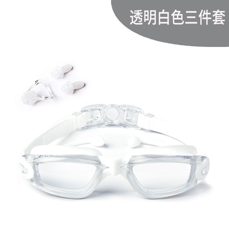 Gafas de natación para hombres de alta definición, gafas de natación anti-neblame para adultos, niños y niñas con tapones de auriculares, gafas de natación de marco grande, cubierta de sombrero