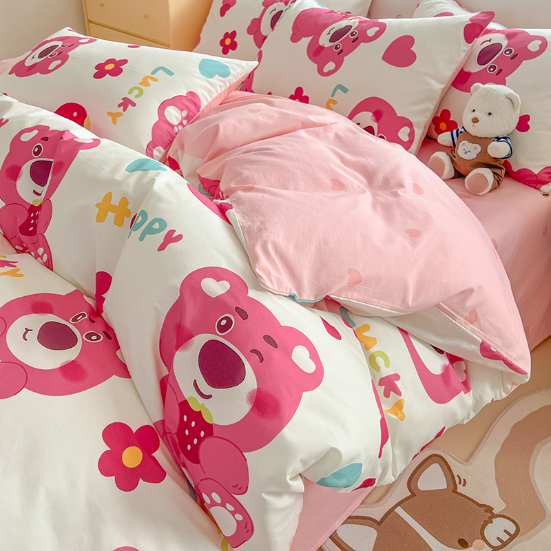 Juego de cuatro piezas de algodón puro, ropa de cama de algodón 100% estilo nuevo 2026, funda nórdica floral fresca, sábana, juego de tres piezas para dormitorio, sábana ajustable.