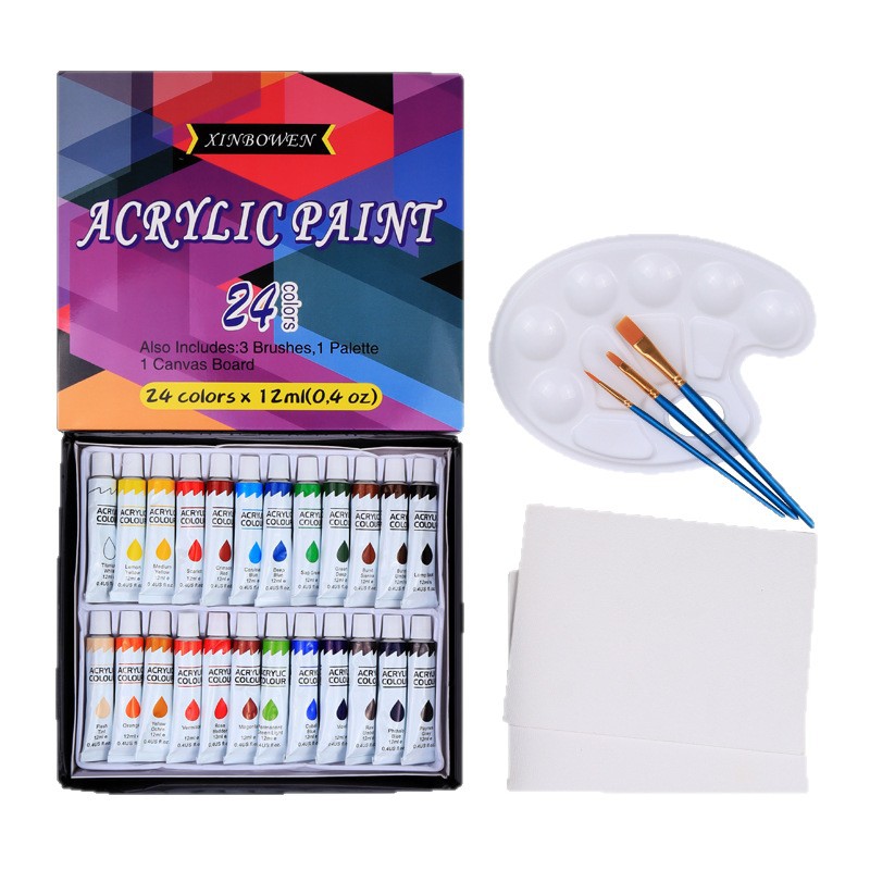 Amazon arte cepillo 30 unidades traje de los niños DIY pintura pared pintura 24 colores acrílico paleta cepillo