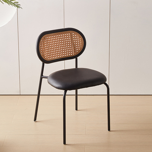 Rattan-like Dining Chair Iron Vintage Restaurant Table and Chair Barbecue Dessert Shop Chair Home Backrest Chair Internet-famous Restaurant Stool