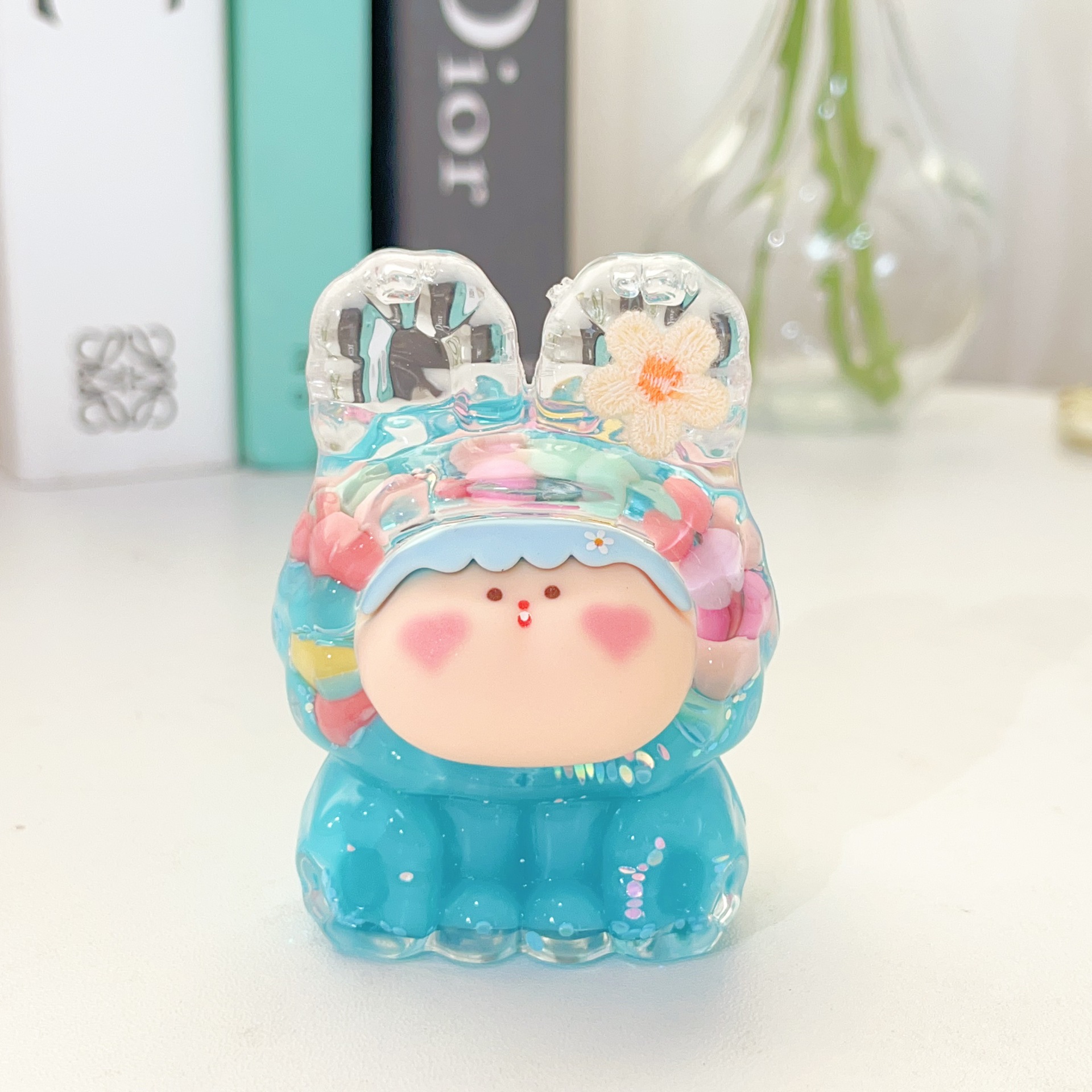 小號莉莉絲奶豆帶小花-藍色