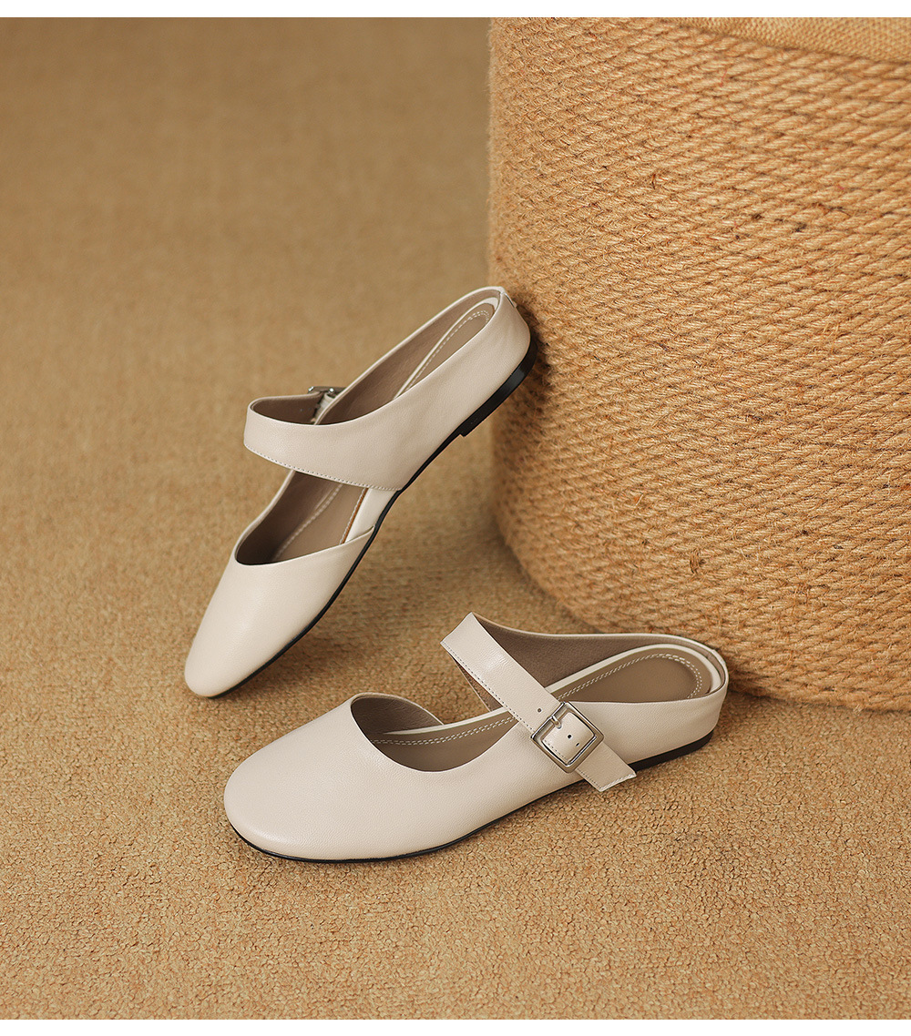 Sandal nữ quai chữ V đế bệt mũi tròn hở gót — đen chi tiết 22
