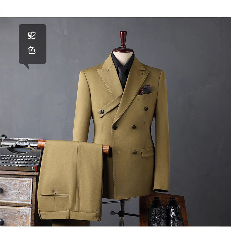 Groom Suit Suit Men's Business Professional Formal Wedding Dress British Style Slim Plus Fat Plus Size Three-Piece Suit