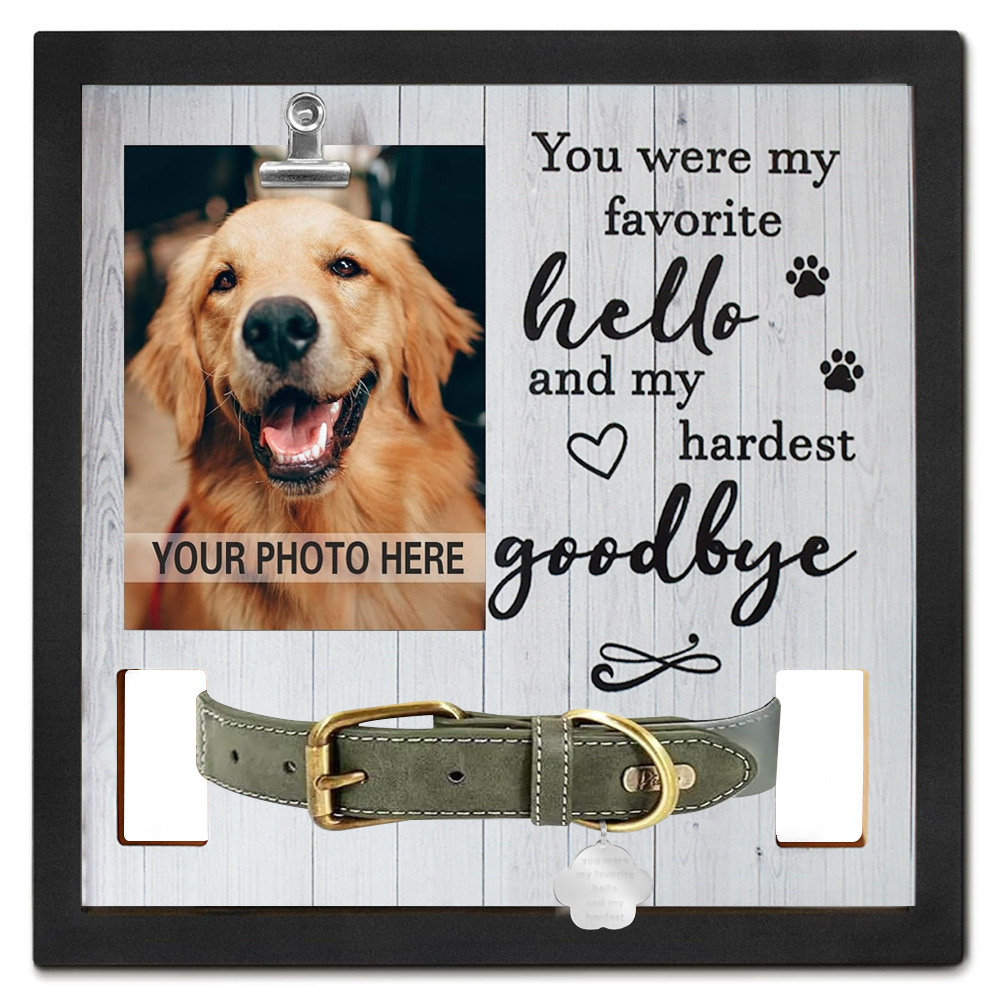 Pet Commemorative Photo Frame Can Hold Collar Vertical Table Pet Photo Lost Gift with Clip Photo Frame Black