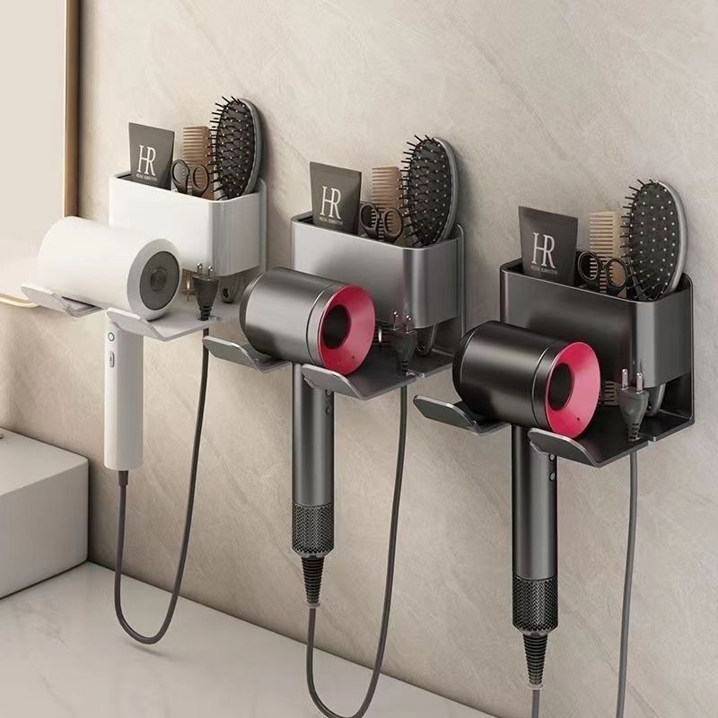 Hole-Free Hair Dryer Storage Rack Bathroom Wall-Mounted Bracket Discharge Hair Dryer Household Bathroom Storage Rack New Style Hole-Free Hair Dryer Storage Rack Bathroom Wall-Mounted Bracket Discharge Hair Dryer Household Bathroom Storage Rack New Style