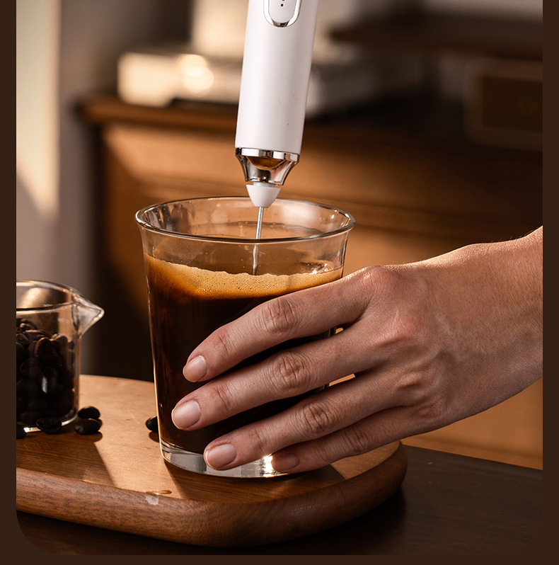 Electric Milk Frother Coffee Frother Household Cream Whipper Handheld Mini Stirring Rod Cordless Egg Beater