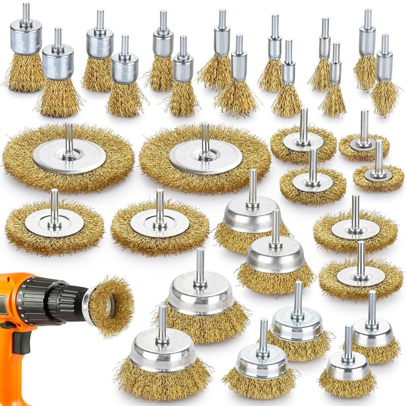 Hand Electric Drill Grinding Wire Brush Industrial Metal Polishing Rust Removal Cleaning Brush Head with Handle Pistol Drill Wire Brush