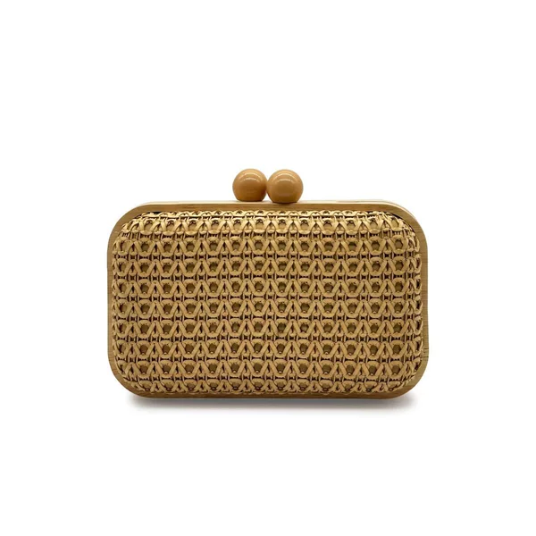Cross-Border 2025 Summer Main New Product Wooden Straw Dinner Bag Banquet Celebrity Hand-Held Straw Fashion Small Square Bag