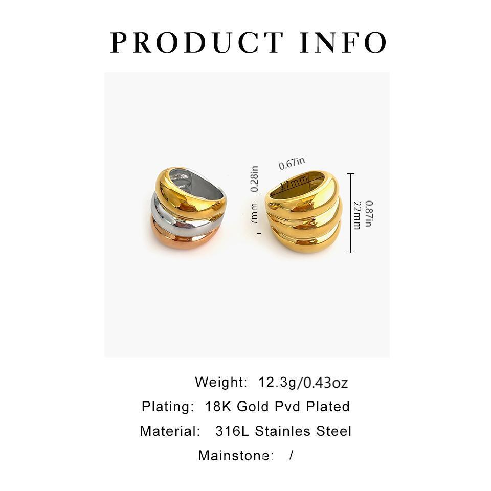 15g Weight Rings Classification 1 Piece Quantity Holiday, Daily Occasion 316L Stainless Steel Material Waves Pattern Women's Gender Simple Style, Classic Style Style Waterproof Non Tarnish, Surgical Steel, Plating Craft 316L Stainless Steel  Waves Waterproof Non Tarnish Surgical Steel Simple Style Classic Style Rings For Women's