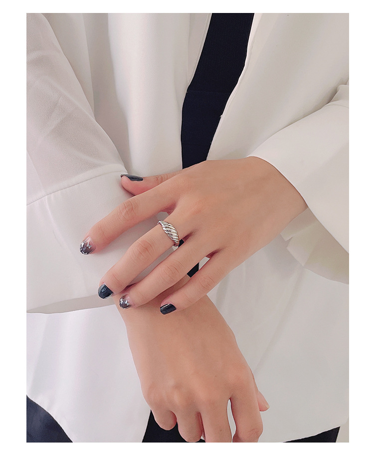 925 Sterling Silver Geometric Adjustable Ring Open Rings Rings display picture 4