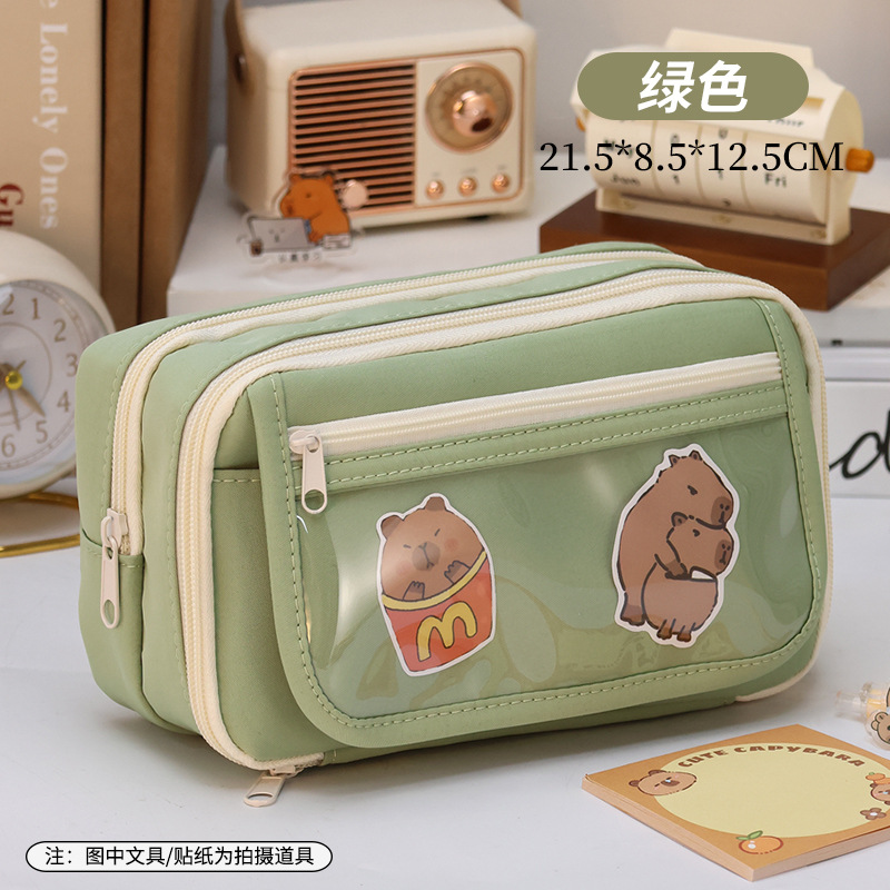 Nueva bolsa de papelería ins caja de lápices de almacenamiento de la escuela secundaria de gran capacidad versión coreana de la bolsa de lápices simple y transparente de alto valor multicapa