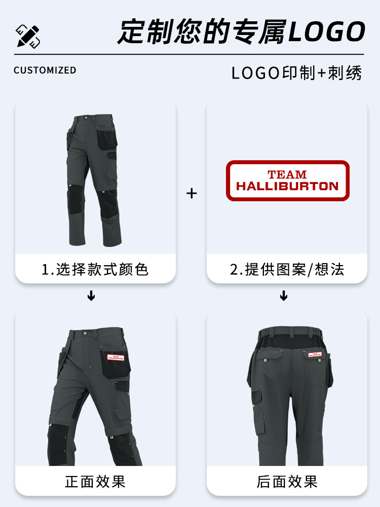 Pantalones de trabajo resistentes a la fabricación de primavera y otoño transfronterizos multibolsillos resistentes al desgaste y resistentes a la desgaste, pantalones de protección laboral reforzados para trabajadores de la construcción