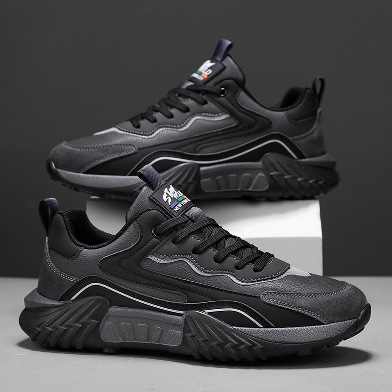 2025 primavera chatarra mano rápida transmisión en vivo Gump zapatos de cuero de suela gruesa impermeable zapatos deportivos para hombres casuales coreanos