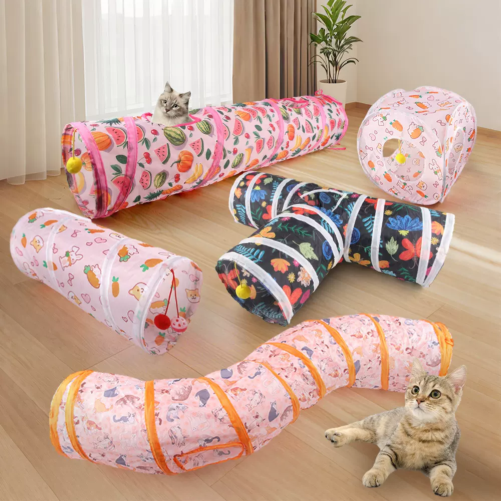 宠物猫隧道猫玩具 钻桶豚鼠通道可折叠兔子通道猫通道兔子管道