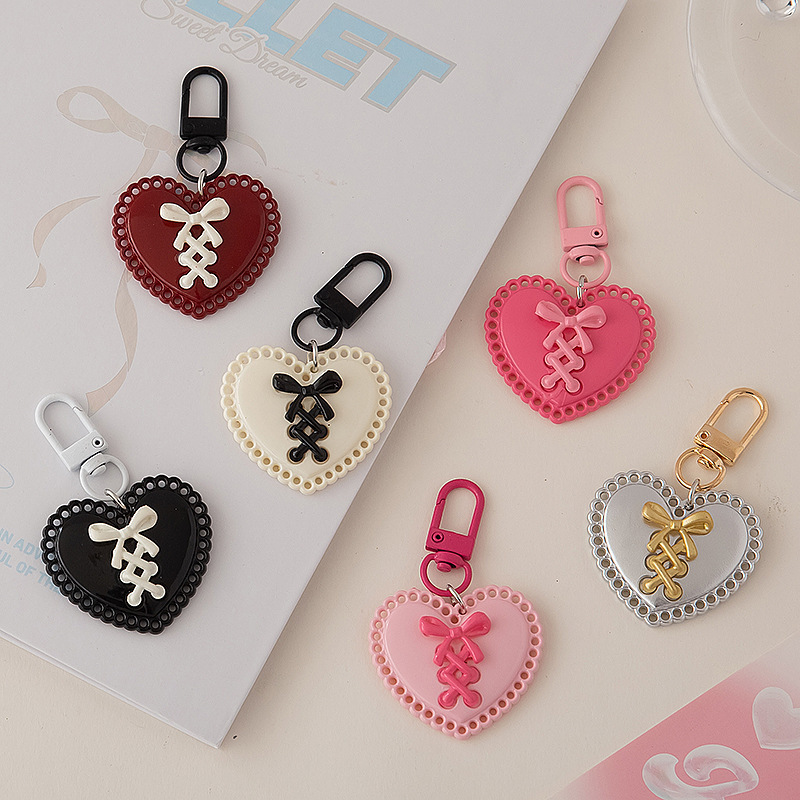 Distinctive Strap Bow Love Keychain Y2K Girl Schoolbag Pendant Accessories Sweet Girl Accessories Pendant Distinctive Strap Bow Love Keychain Y2K Girl Schoolbag Pendant Accessories Sweet Girl Accessories Pendant
