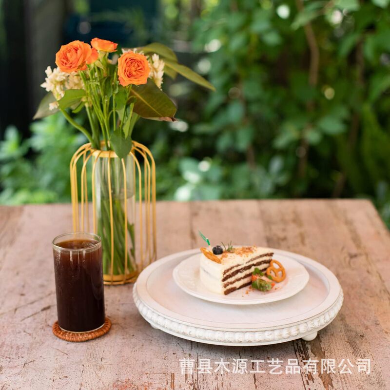 現品の木の玉のトレーのフランスの田舎の家庭用のお茶の皿の喫茶店の食事の皿の桐の木は古い円形の数珠の収納の皿をします。|undefined