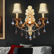 欧式水晶壁灯法式别墅客厅卧室走廊大堂酒店轻奢复古双头蜡烛墙灯