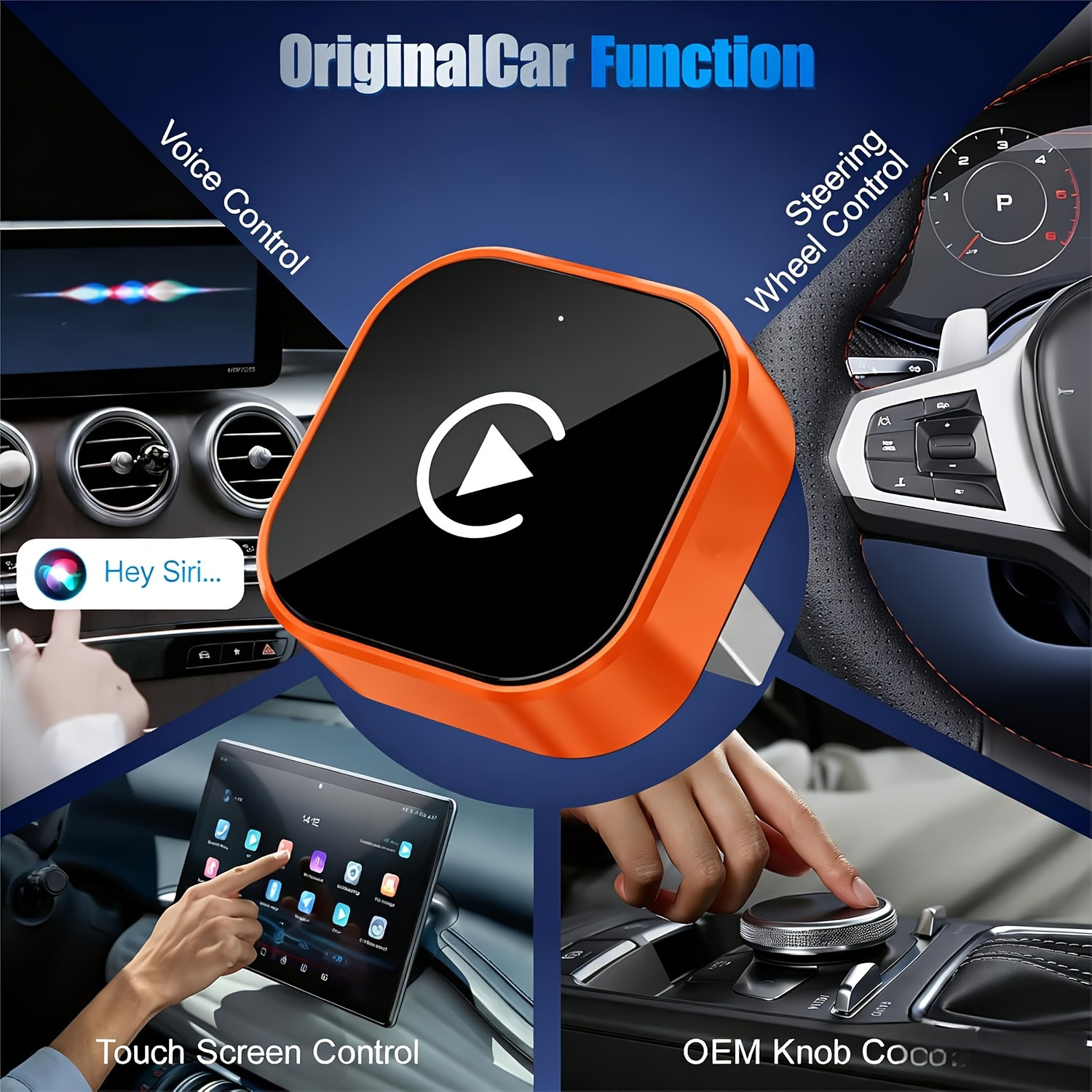 Popular car connectivity box 2-in-1 smart wireless carplay box orange Android Autocarplay box