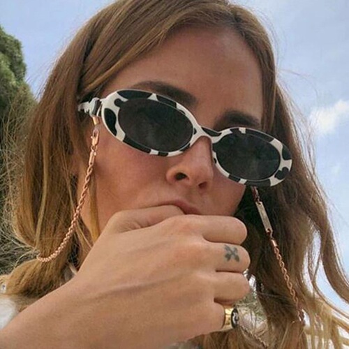 Oval stripe color, European and American trend cow color, small-frame sunglasses, stars, the same style, fashionable cross-border sunglasses wholesale